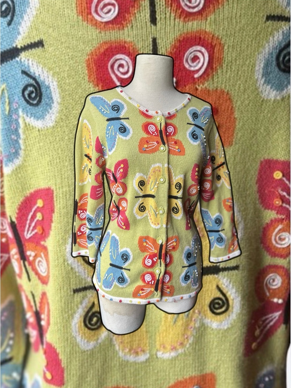 Y2K Susan Bristol butterfly beaded cardigan